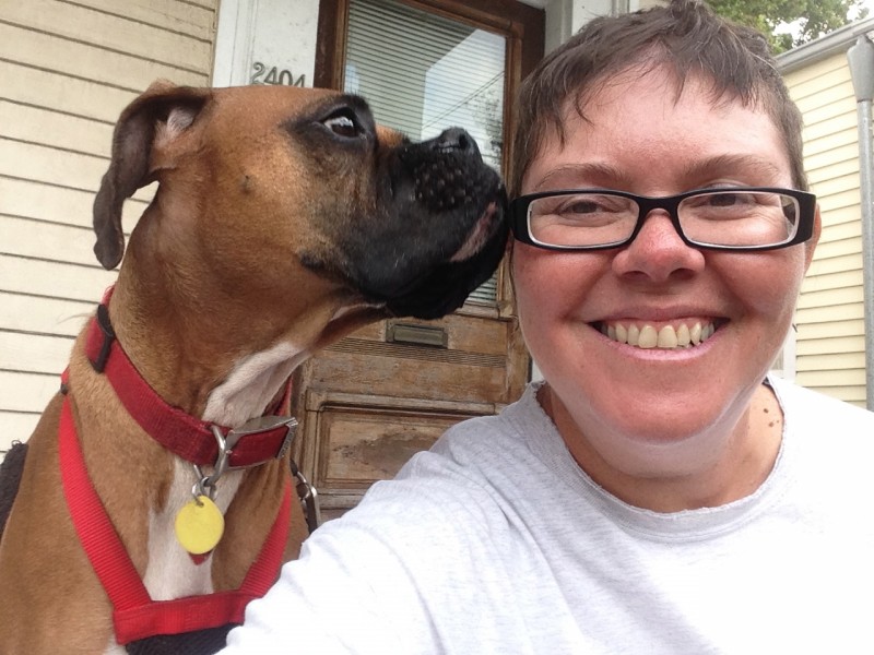 spicy saying goodbye to me on my last day of walking her